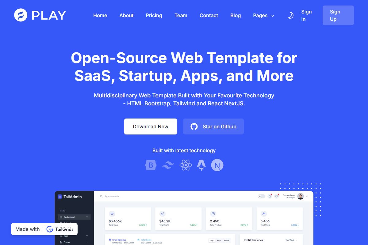 Opensource Web Template For Saas Startup Apps And More