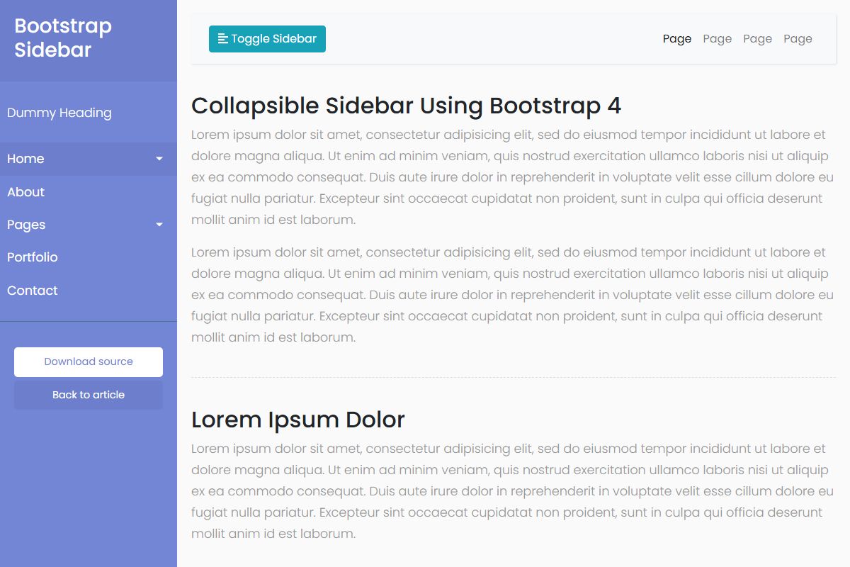 Collapsible Sidebar Using Bootstrap 4