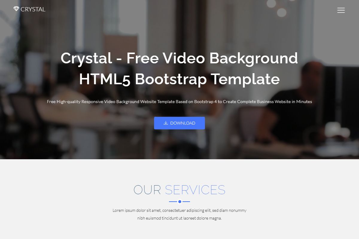 Crystal Free Video Background Html5 Bootstrap Template