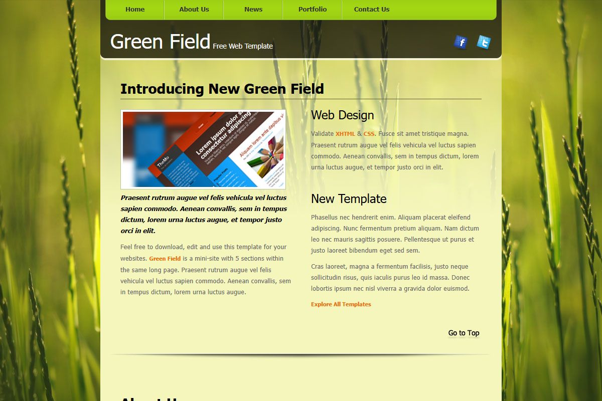Green Field Free Web Template