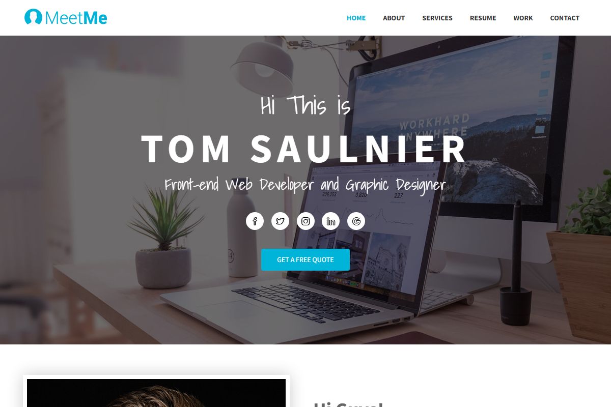 Meetme Free Resume Website Template
