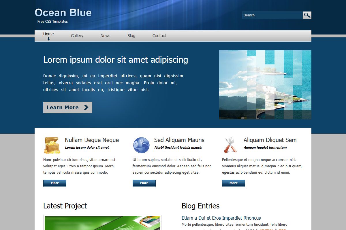 Ocean Blue Free Css Templates