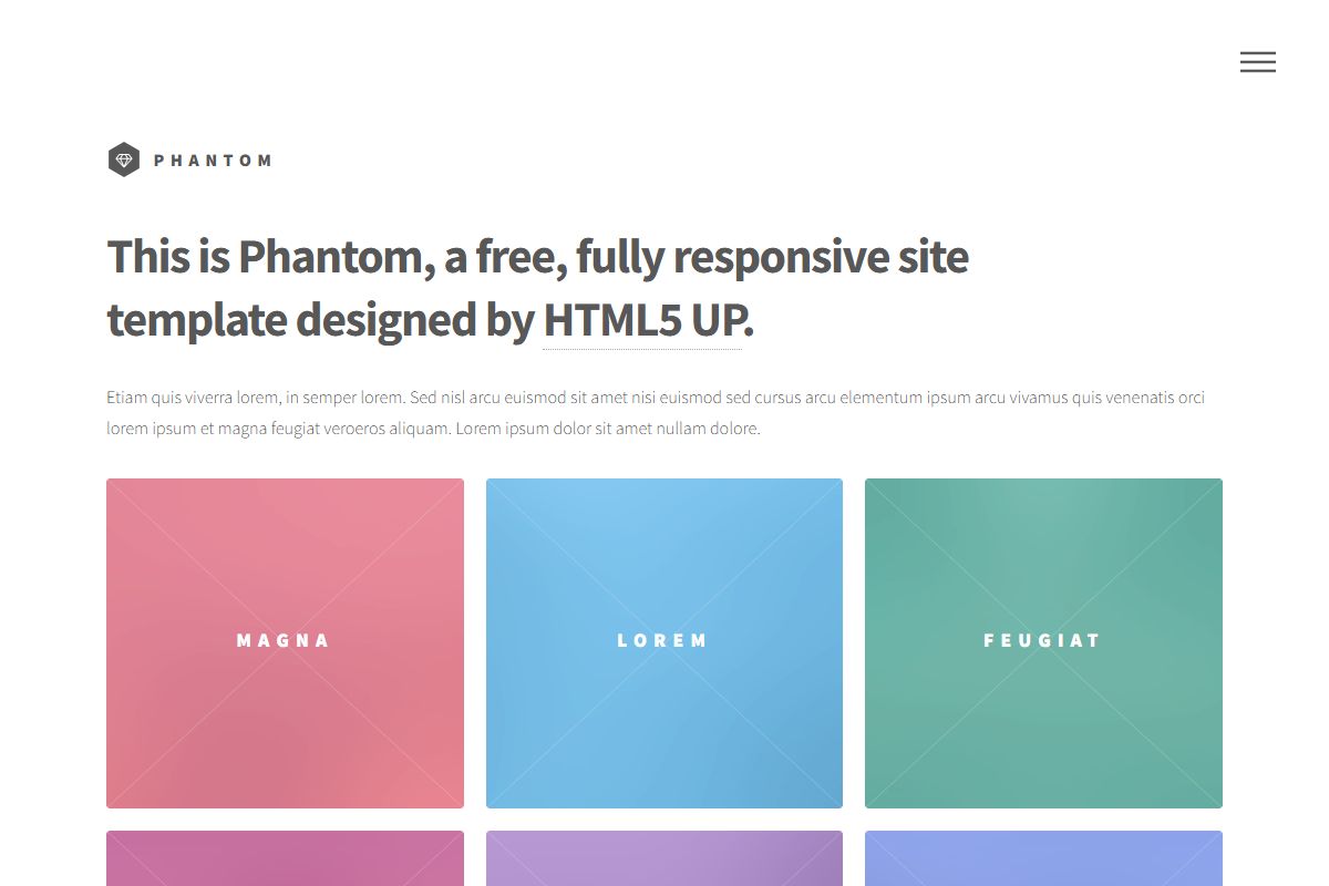 This Is Phantom A Free Fully Responsive Site Template Designed By Html5 Up