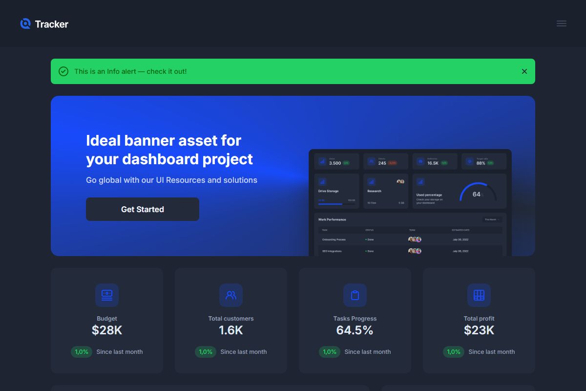 Tracker Free Tailwind Css