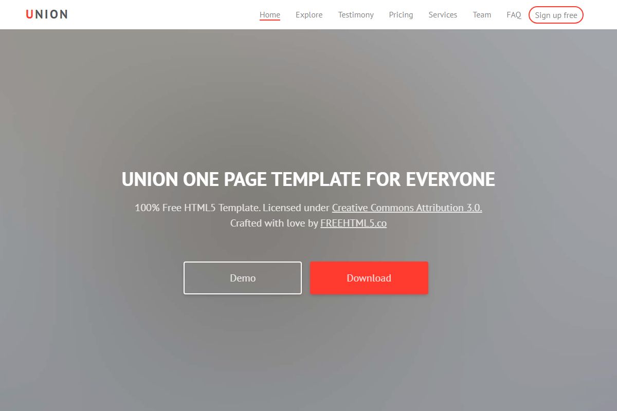 Union One Page Template