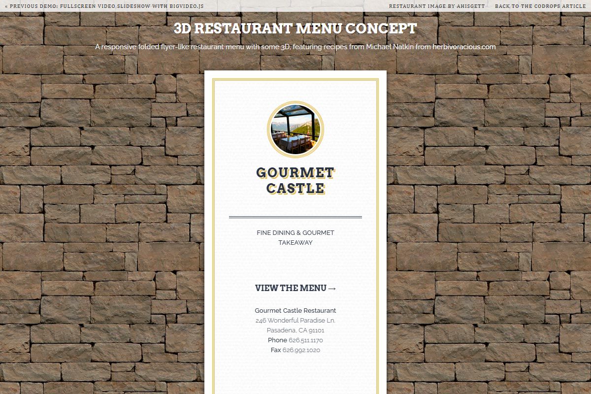 3d Restaurant Menu Concept