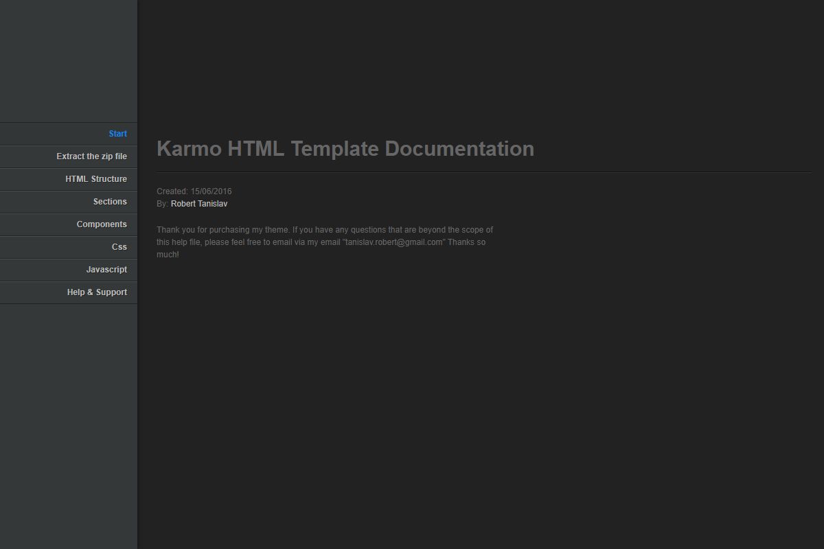 Karmo Html Template Documentation