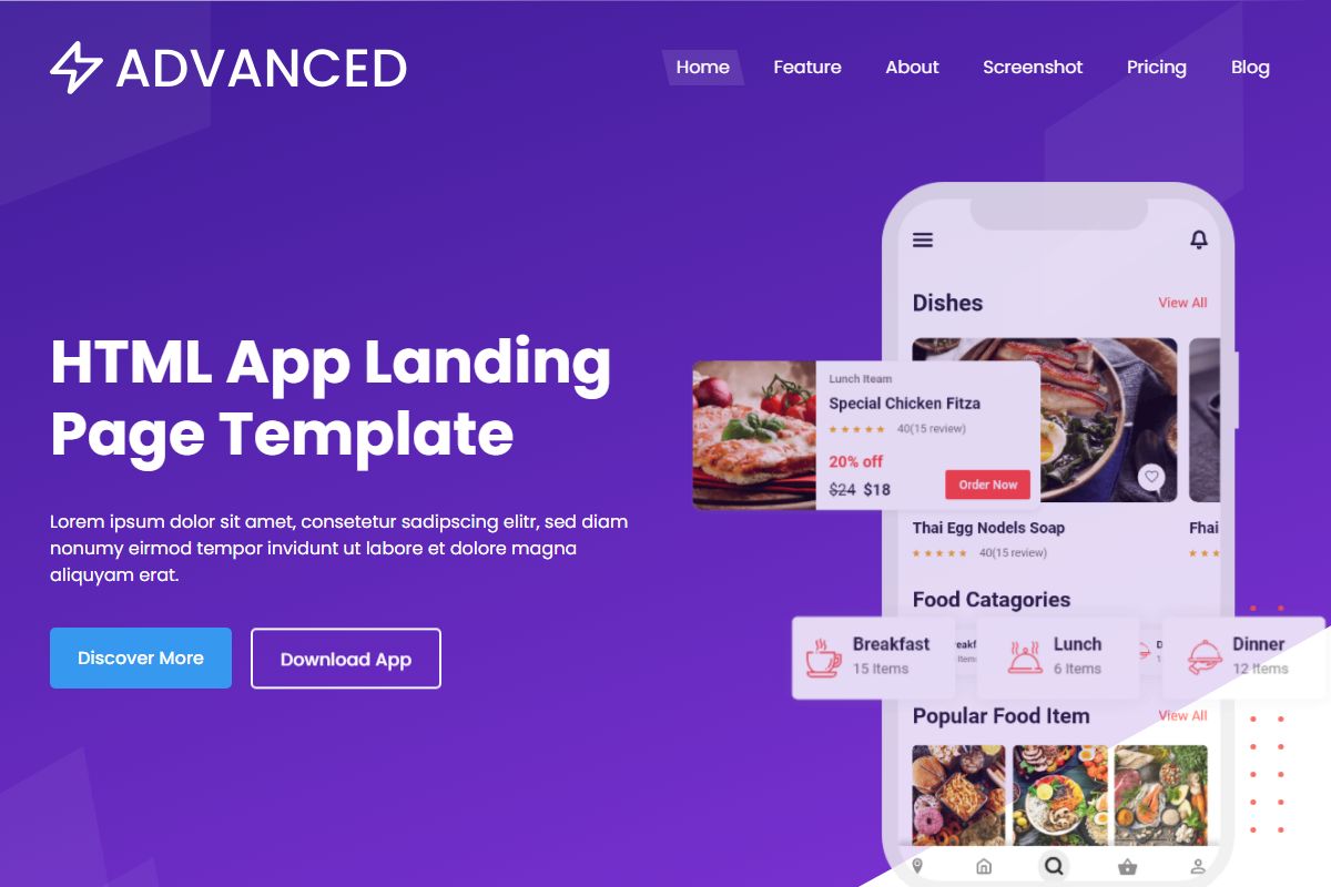 Advanced App Landing Page