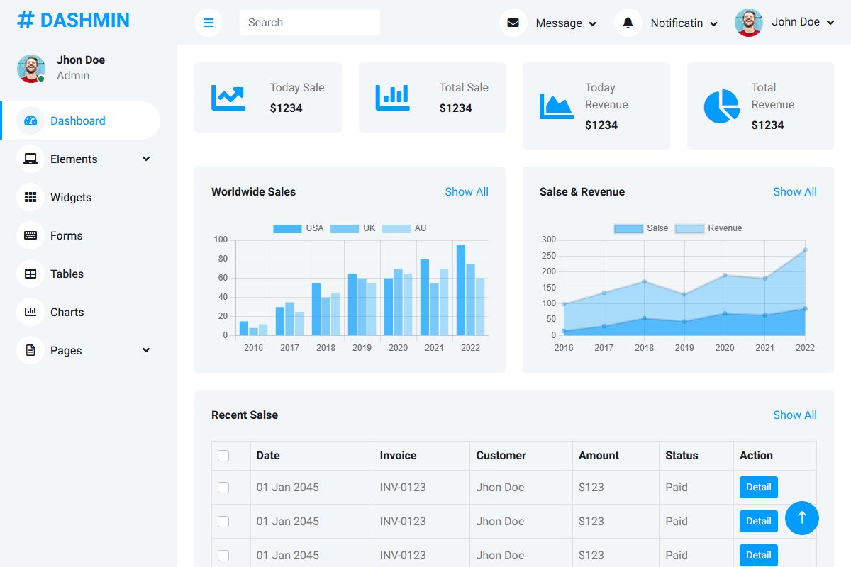 Dashmin Bootstrap Admin Template