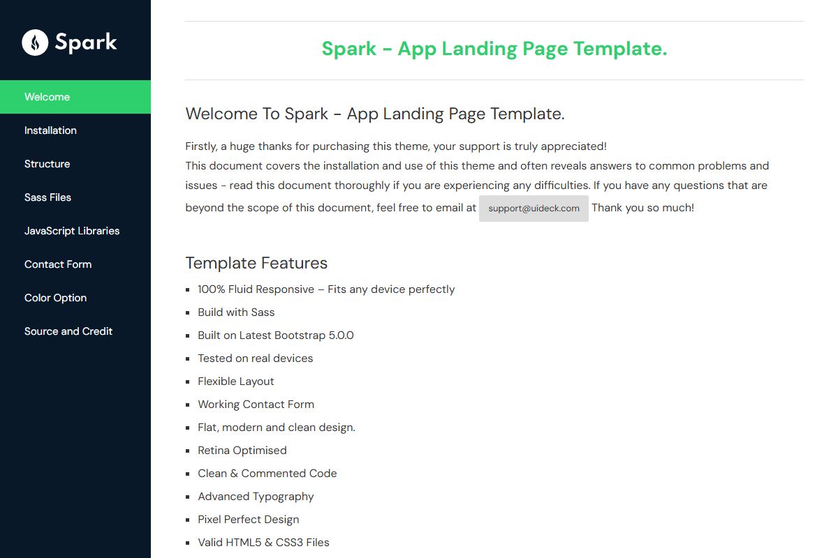 Spark App Landing Page